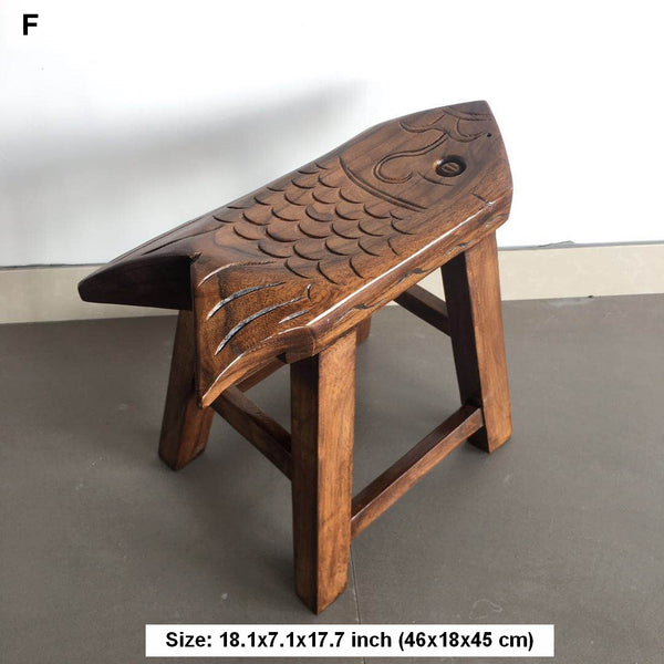 Creative Shoe-changing Stool, Handmade Solid Wood low Stool, Vintage Old Elm Wood Stool, Children's Wooden Stool, Sofa Stool, Dining Table Stool-artworkcanvas