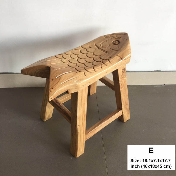 Handmade Solid Wood low Stool, Creative Shoe-changing Stool, Old Elm Wood Stool, Children's Wooden Stool, Sofa Stool, Dining Table Stool-artworkcanvas