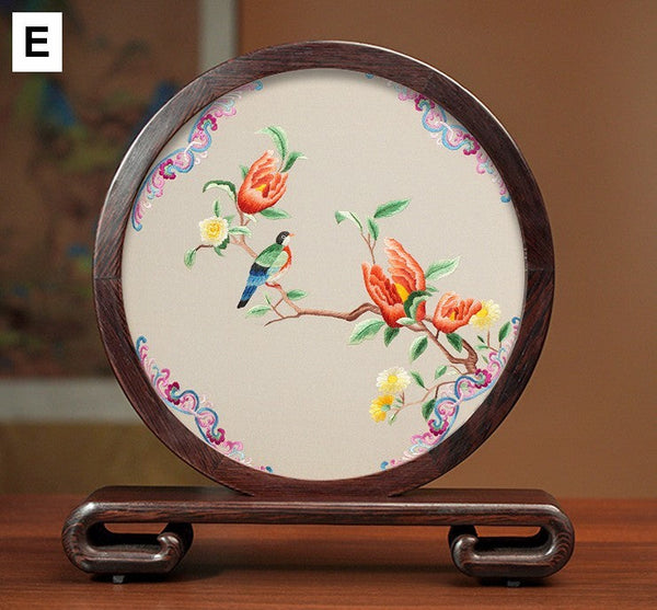 Embroidered Ornament, Traditional Chinese Suzhou Flower and Birds Silk Embroidery Ornaments, Exclusive Business Presents, Creative Birthday Gift, Premium Souvenir-artworkcanvas