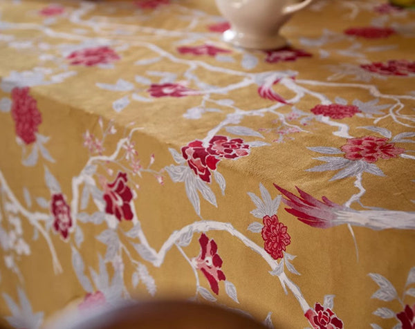 Farmhouse Table Cloth, Dining Room Flower Table Cloths, Large Square Tablecloth for Round Table, Extra Large Rectangular Table Covers for Kitchen-artworkcanvas