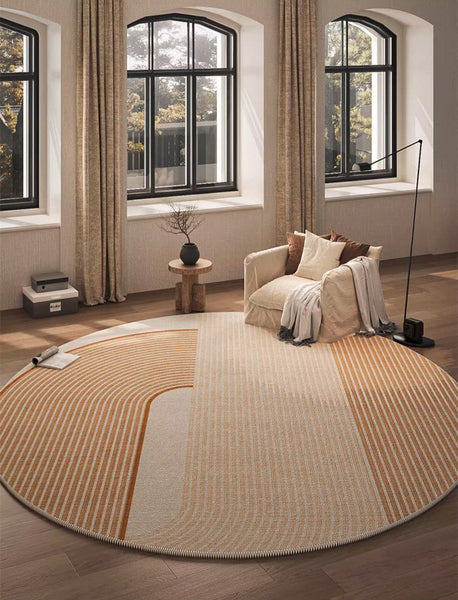 Geometric Modern Round Rugs for Living Room, Contemporary Area Rugs for Bedroom, Round Area Rugs for Dining Room, Coffee Table Rugs, Circular Modern Area Rug-artworkcanvas