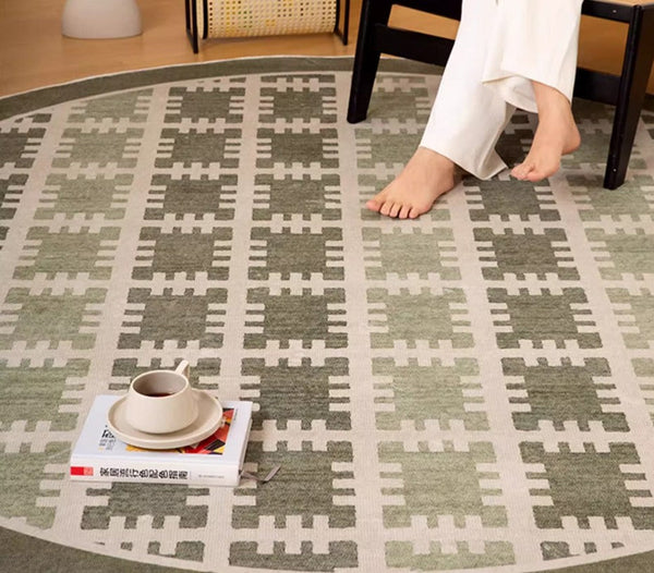 Bedroom Abstract Modern Area Rugs, Contemporary Modern Rug for Living Room, Circular Modern Rugs under Chairs, Geometric Round Rugs for Dining Room-artworkcanvas