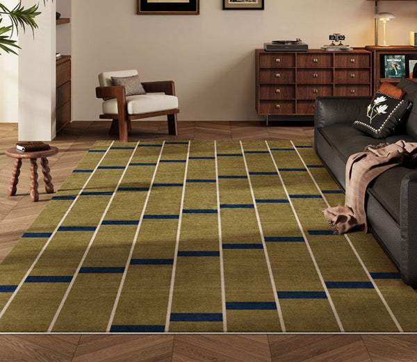 Large Modern Rugs for Living Room, Mid Century Modern Rugs for Bedroom, Abstract Geometric Modern Rugs, Green Modern Rugs for Dining Room-artworkcanvas