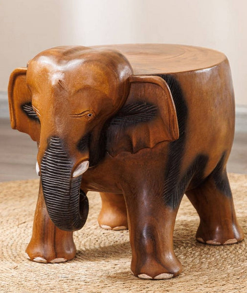 Handmade Solid Wood low Stool, Elephant Wooden Stool, Elephant Sofa Stool, Dining Table Stool, Creative Shoe-changing Stool-artworkcanvas