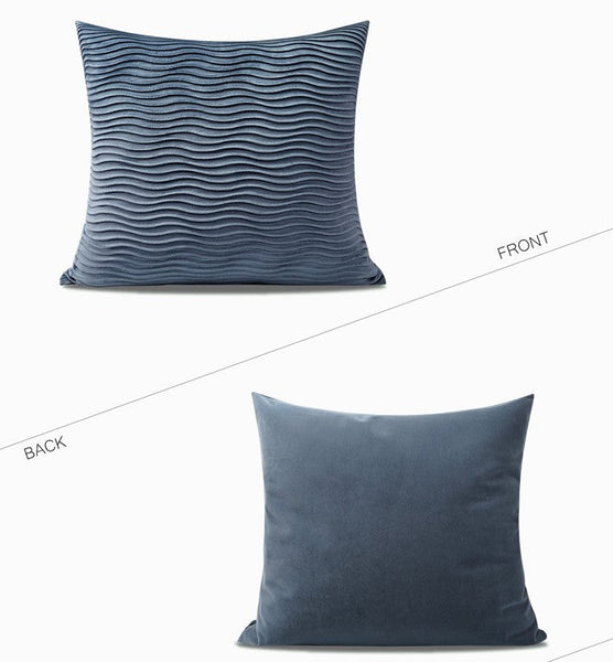 Abstract Blue Decorative Throw Pillows, Large Simple Throw Pillow for Interior Design, Geomeric Contemporary Square Modern Throw Pillows for Couch-artworkcanvas