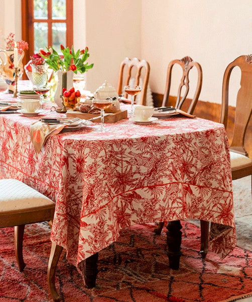 Modern Rectangle Tablecloth for Dining Room Table, Jungle Animals Leopard Parrot Pattern Tablecloth for Home Decoration, Large Square Tablecloth, Christmas Tablecloth-artworkcanvas