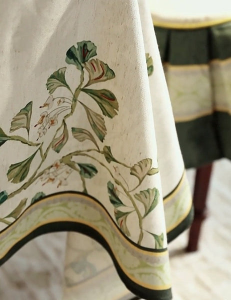 Extra Large Modern Rectangular Tablecloth for Dining Room Table, Ginkgo Leaves Table Covers, Square Tablecloth for Kitchen, Large Tablecloth for Round Table-artworkcanvas