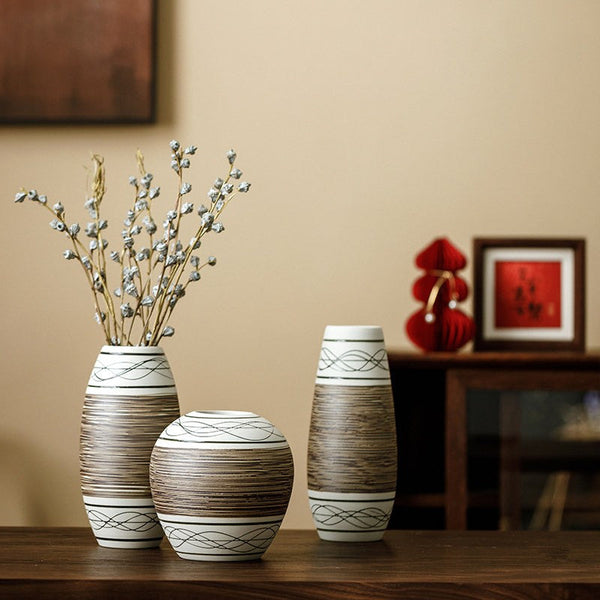 Centerpiece on Dining Table, Handmade Pottery Flower Vases Urn, Large Flower Vase on Table, Modern Bouquet Flower Vases, Water Holding Flower Vases-artworkcanvas