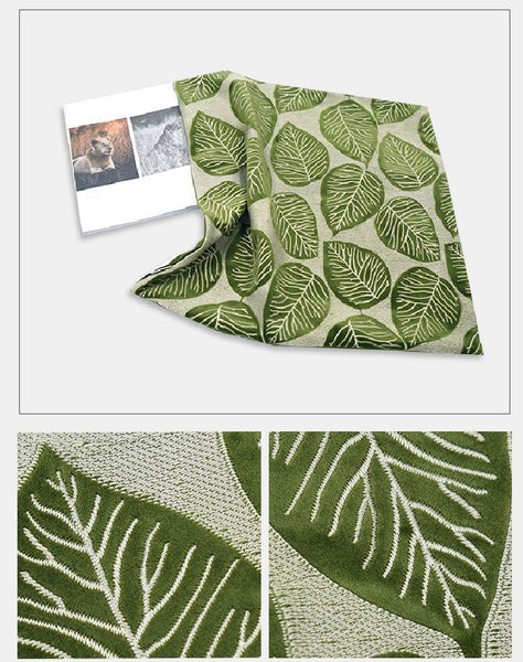 Contemporary Modern Sofa Pillows, Green Leaves Square Modern Throw Pillows for Couch, Simple Decorative Throw Pillows, Large Throw Pillow for Interior Design-artworkcanvas