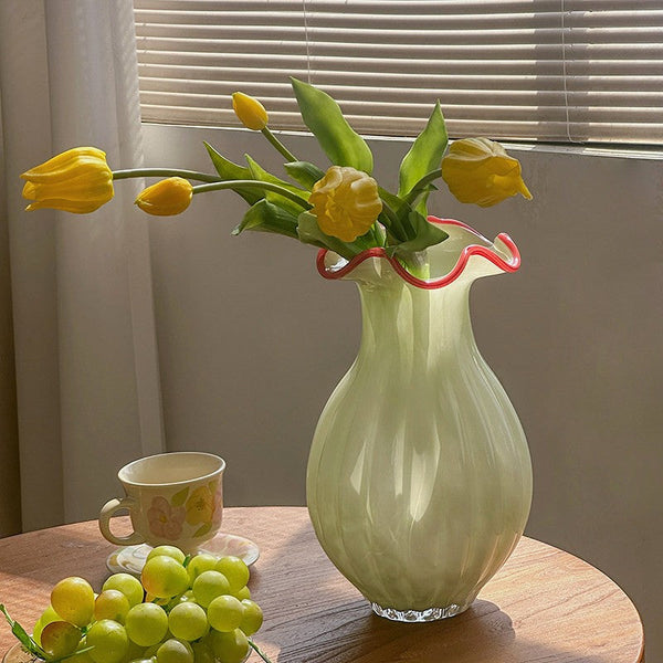 French Vintage Glass Flower Vases, Glass Bud Vases, Flower Vases on Table, Handmade Water Holding Flower Vases-artworkcanvas