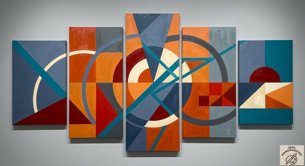 Abstract Acrylic Paintings, Hand Painted Canvas Art, Large Modern Paintings for Bedroom, Geometric Contemporary Art
