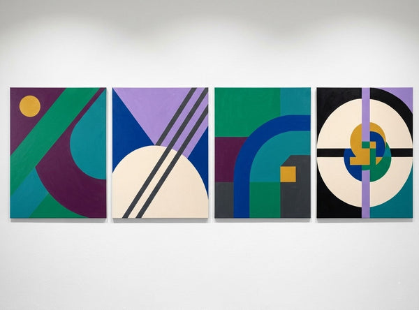 Abstract Geometric Art, Modern Paintings for Mid Century Living Room, Multi Panel Canvas Paintings-artworkcanvas