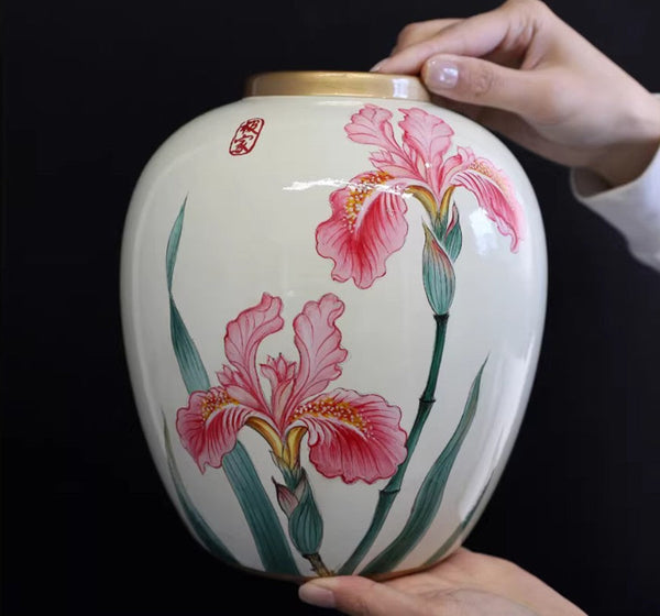 Centerpiece Ceramic Bouquet Vases, Handmade Modern Flower Vase, Large Flower Vases on Dining Table, Porcelain Flower Vases-artworkcanvas