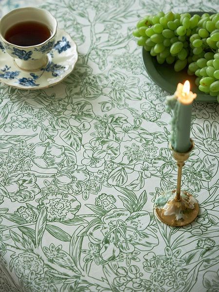 Natural Spring Farmhouse Table Cloth, Extra Large Rectangle Tablecloth for Dining Room Table, Flower Pattern Cotton Tablecloth, Square Tablecloth for Round Table-artworkcanvas