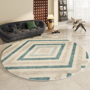 Simple Abstract Contemporary Round Rugs, Modern Area Rugs under Coffee Table, Geometric Modern Rugs for Bedroom, Thick Round Rugs for Dining Room-artworkcanvas