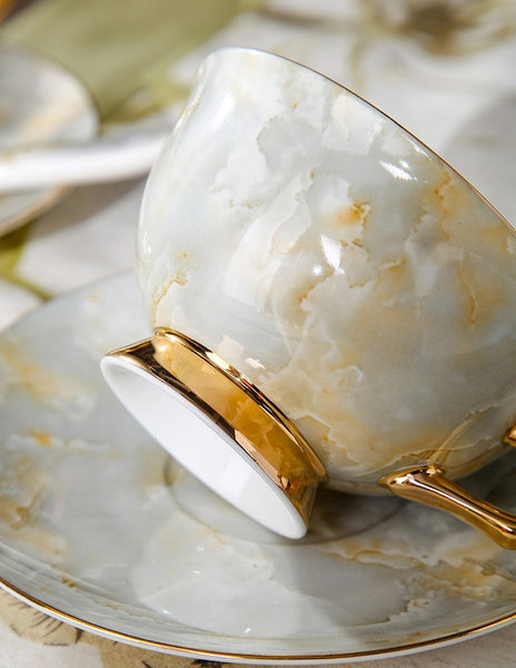 Elegant Ceramic Coffee Cups, Unique Tea Cups and Saucers in Gift Box as Birthday Gift, Beautiful British Tea Cups, Royal Bone China Porcelain Tea Cup Set-artworkcanvas