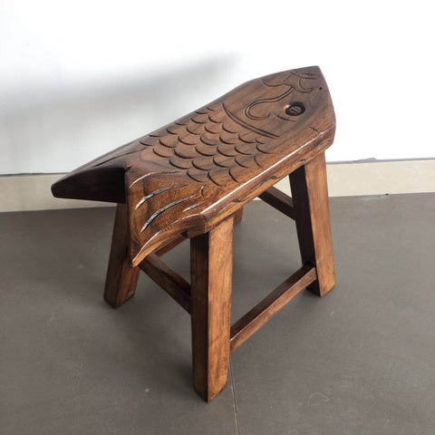 Handmade Solid Wood low Stool, Creative Shoe-changing Stool, Vintage Old Elm Wood Stool, Children's Wooden Stool, Sofa Stool, Dining Table Stool-artworkcanvas