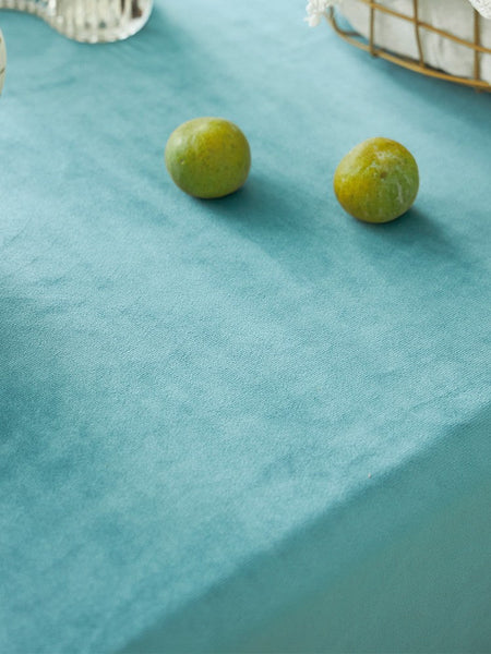 Ramie Velvet Rectangle Tablecloth for Home Decoration, Blue Square Tablecloth for Round Table, Modern Blue Table Cloth for Dining Room Table-artworkcanvas