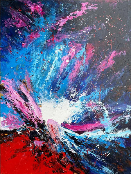 Abstract Paintings Behind Sofa, Contemporary Canvas Wall Art, Buy Paintings Online, Acrylic Paintings for Bedroom, Palette Knife Canvas Art-artworkcanvas