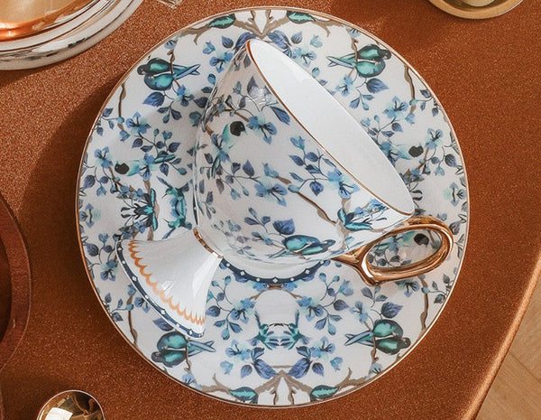 Ceramic Tea Cup and Saucer in Gift Box, British Tea Cup set, Elegant Ceramic Coffee Cups, Creative Porcelain Tea Cup Set and Saucer-artworkcanvas