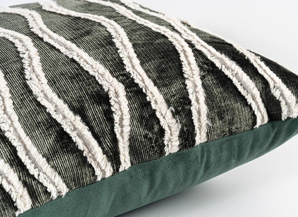 Large Simple Throw Pillow for Bedroom, Contemporary Pillows, Abstract Decorative Throw Pillows, Green Square Modern Throw Pillows for Couch-artworkcanvas