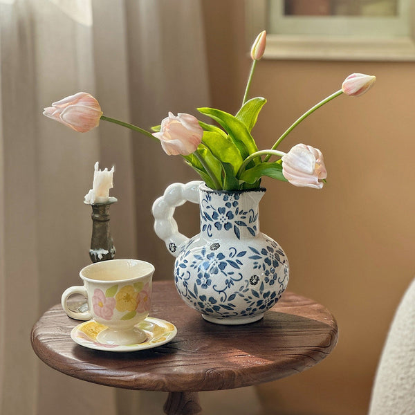 Rustic Porcelain Flower Vases, Ceramic Bud Vases, Unique Handmade Ceramic Vases, Small Flower Vases on Table-artworkcanvas
