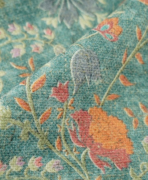 Garden Flowers Pattern Decorative Throw Pillows, Large Green Throw Pillow for Interior Design, Geomeric Contemporary Square Modern Throw Pillows for Couch-artworkcanvas