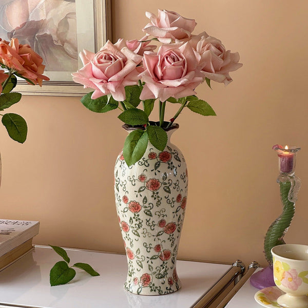 Ceramic Bouquet Vases, Tall Flower Vases on Table, Rustic Porcelain Flower Vases, Handmade Water Holding Flower Vases-artworkcanvas