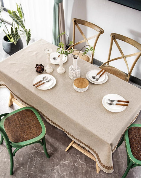 Cotton and Linen Tablecloth for Home Decoration, Large Rectangle Table Cover for Dining Room Table, Modern Table Cloth, Square Tablecloth for Round Table-artworkcanvas