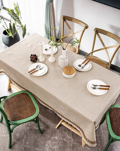 Cotton and Linen Tablecloth for Home Decoration, Large Rectangle Table Cover for Dining Room Table, Modern Table Cloth, Square Tablecloth for Round Table-artworkcanvas
