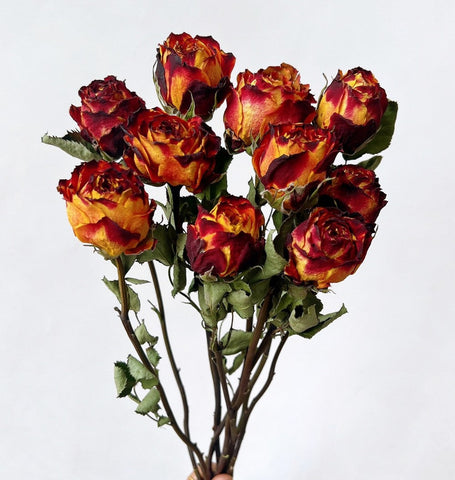 Rose Floral Bouquet, Dried Rose Flowers, Natural Dried Rose Flower Bunches, A Bunch Dried Rose Flowers, Red Yellow Purple Dried Rose Flowers-artworkcanvas