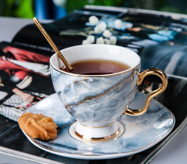 Elegant Ceramic Coffee Cups, 6.8 oz Tea Cup and Saucer in Gift Box as Birthday Gift, Beautiful British Tea Cups, Royal Porcelain Tea Cup Set-artworkcanvas