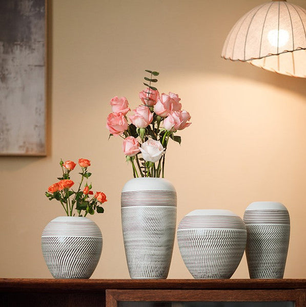Pottery Flower Vases Urn, Modern Bouquet Flower Vases, Centerpiece on Dining Table, Large Flower Vase on Table, Handmade Water Holding Flower Vases-artworkcanvas
