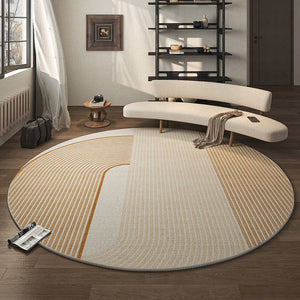 Geometric Modern Round Rugs for Living Room, Contemporary Area Rugs for Bedroom, Round Area Rugs for Dining Room, Coffee Table Rugs, Circular Modern Area Rug-artworkcanvas