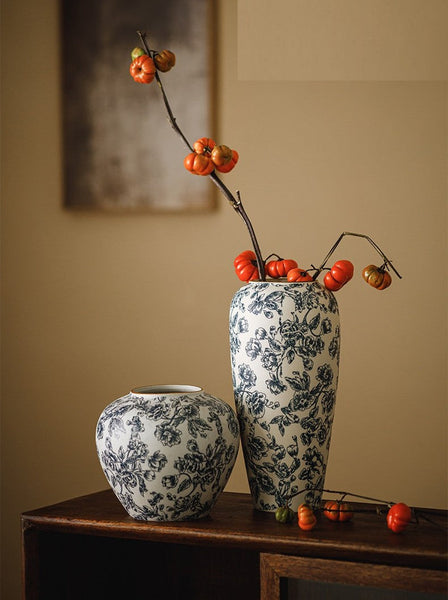 Porcelain Flower Vases, Modern Ceramic Bouquet Vases, Centerpiece on Dining Table, Flower Vase on Table, Handmade Water Holding Flower Vases-artworkcanvas