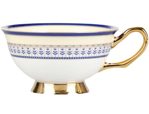 Blue Porcelain Tea Cup Saucer Set, Elegant British Ceramic Coffee Cups, Unique British Tea Cup and Saucer in Gift Box-artworkcanvas