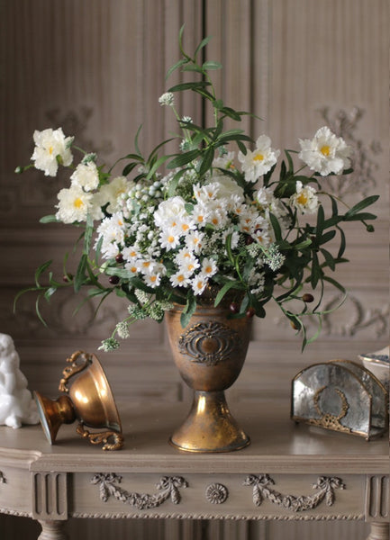 Real Touch Artificial Floral for Living Room, Large Bunch of Daisy and Rose Branch, Beautiful Spring Flower Arrangement for Home Decoration, Table Centerpiece-artworkcanvas