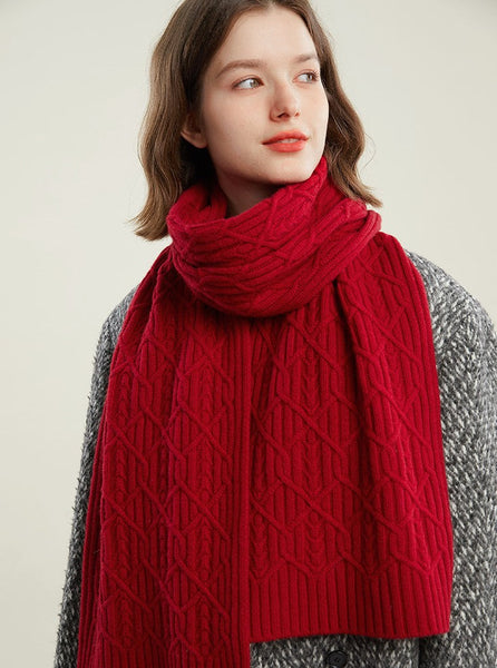 Cold Weather Scarf, Casual Scarf for Women, Fashion Designer Scarf, Red Winter Scarf, Modern Wool Scarf for Women, Soft Cashmere Scarf for Women-artworkcanvas