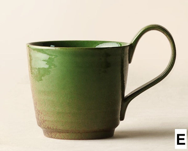 Modern Handmade Pottery Coffee Cup, Creative Brown Green Blue Ceramic Coffee Mugs, Large Unique Tea Cup, Large Capacity Coffee Cups-artworkcanvas