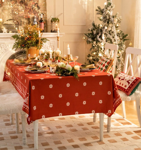Extra Large Modern Rectangular Tablecloth for Dining Room Table, Christmas Edelweiss Table Covers, Square Tablecloth for Kitchen, Large Tablecloth for Round Table-artworkcanvas