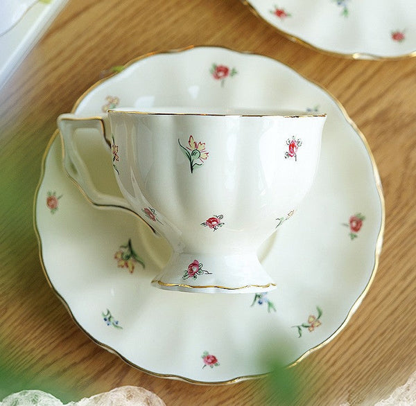 Porcelain Tea Cup Saucer Set, Beautiful British Tea Cups, Traditional English Tea Cup and Saucer, Unique Ceramic Coffee Cups-artworkcanvas
