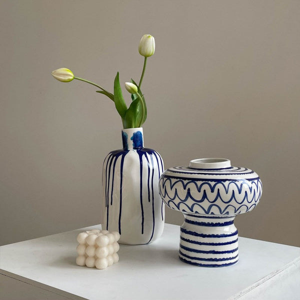 Handmade Water Holding Flower Vases, Modern Ceramic Flower Vases, Porcelain Bud Vases, Small Flower Vases on Table-artworkcanvas