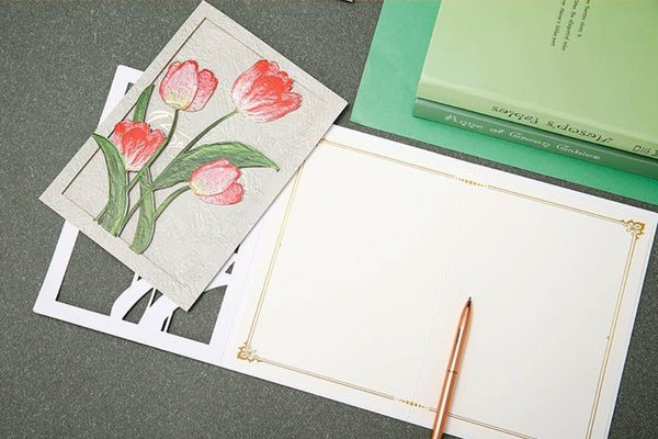Creative Birthday Greeting Card, Tulip Flower Greeting Cards, Beautiful Greeting Cards to Friends, Original Handmade Greeting Cards-artworkcanvas