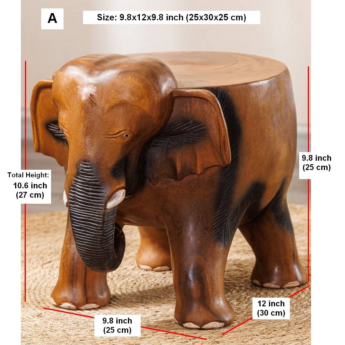 Handmade Solid Wood low Stool, Elephant Wooden Stool, Elephant Sofa Stool, Dining Table Stool, Creative Shoe-changing Stool-artworkcanvas