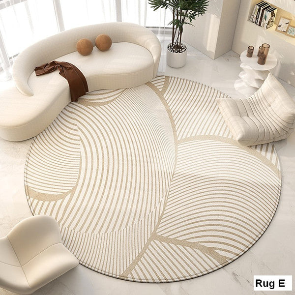 Living Room Contemporary Modern Rugs, Modern Area Rugs for Bedroom, Geometric Round Rugs for Dining Room, Circular Modern Rugs under Chairs-artworkcanvas