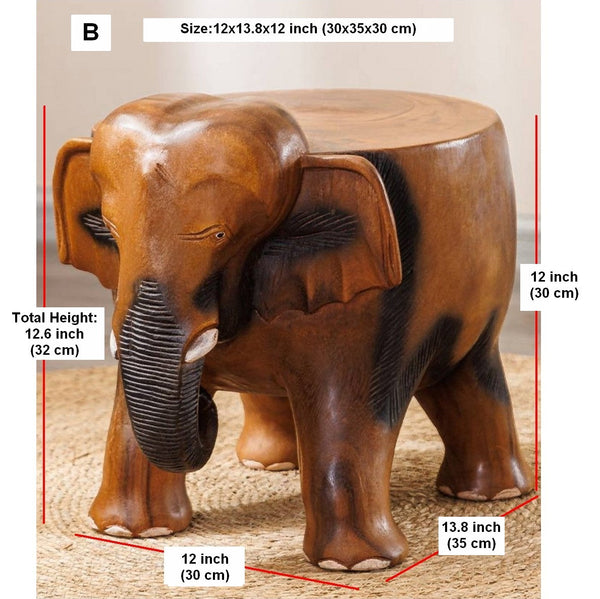 Handmade Solid Wood low Stool, Elephant Wooden Stool, Elephant Sofa Stool, Dining Table Stool, Creative Shoe-changing Stool-artworkcanvas