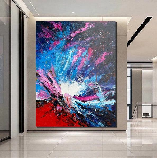 Abstract Paintings Behind Sofa, Contemporary Canvas Wall Art, Buy Paintings Online, Acrylic Paintings for Bedroom, Palette Knife Canvas Art-artworkcanvas