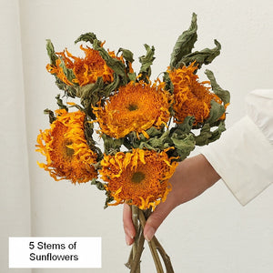 Natural Decorations, A Bunch of Sunflowers, Flower Arrangement, Handmade Artificial Flowers for Home Decor, Natural Dried Sunflower Stems-artworkcanvas