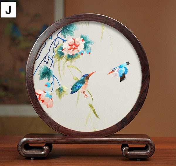 Embroidered Ornament, Traditional Chinese Suzhou Flower and Birds Silk Embroidery Ornaments, Exclusive Business Presents, Creative Birthday Gift, Premium Souvenir-artworkcanvas