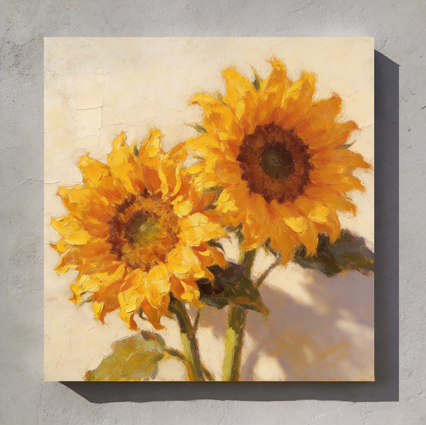 Small Canvas Artwork, Blooming Sunflowers, Still Life Painting, Hand Painted Canvas Art, Original Flower Paintings, Buy Small Artwork Online-artworkcanvas